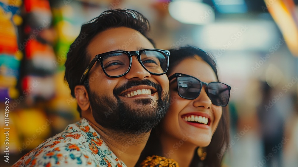 a couple smiling wearing glasses and close to each other a couple smiling wearing glasses and close to each other