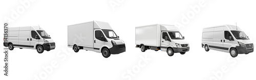 White cargo van car. on transparent background
