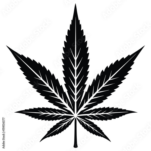 Simple cannabis leaf black icon vector illustration.