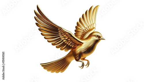 Golden Bird Silhouette In Flight