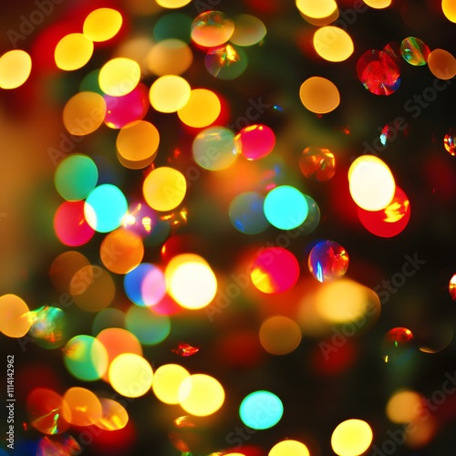 colorful Christmas blurred light glowing bokeh, background wallpaper.
