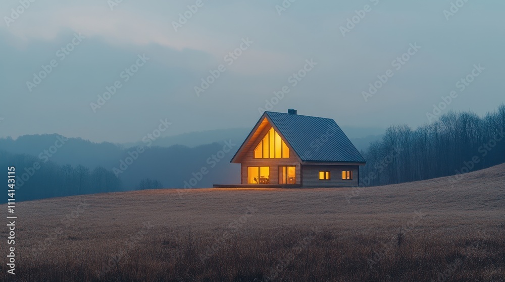 Minimal cabin architecture building countryside.