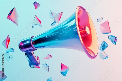 3D megaphone for promotion discount announcement