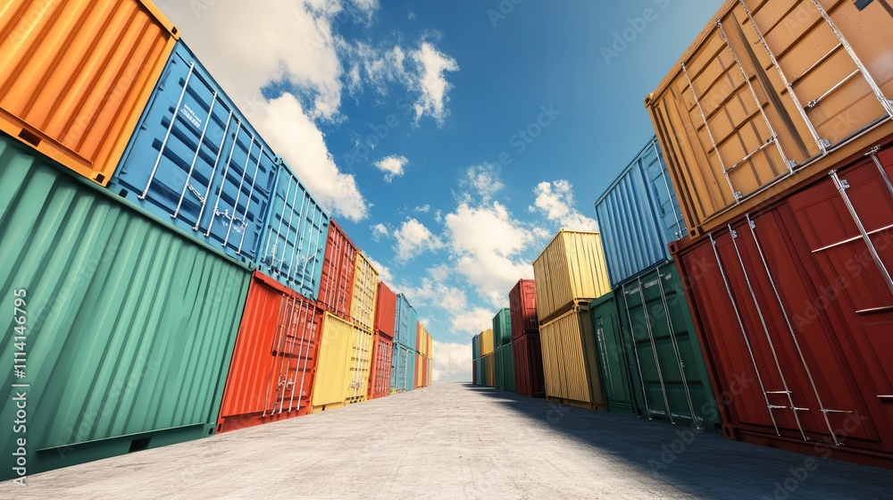 Fototapeta premium Shipping yard, cargo containers -