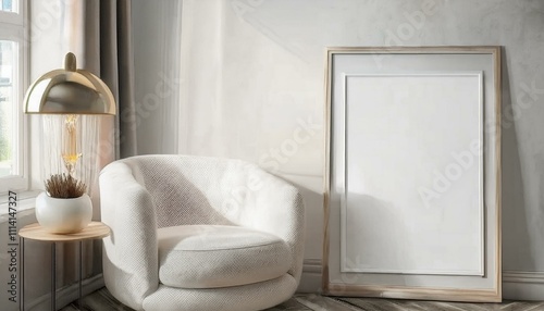 Chic living room mockup featuring a contemporary ISO A paper size frame  perfect for displaying vibrant artwork and enhancing interior decor.