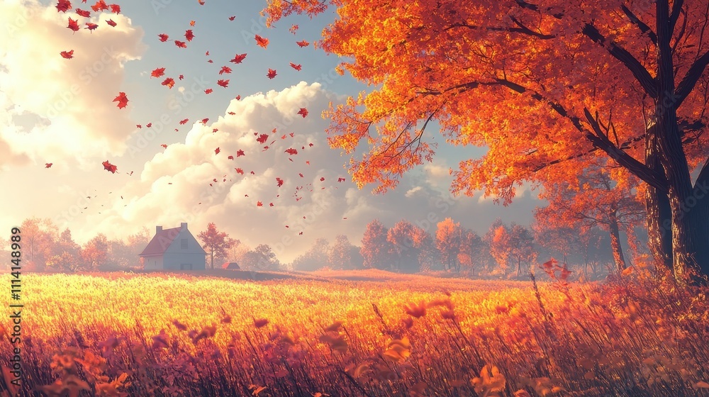 Picture of idyllic autumn scene made generative AI