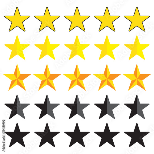 Customer experience from 1 to 5 stars satisfaction rating. Flat vector icons for apps and websites