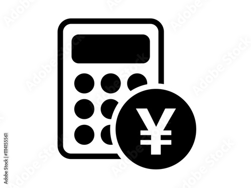 電卓とお金のアイコン（シルエット）