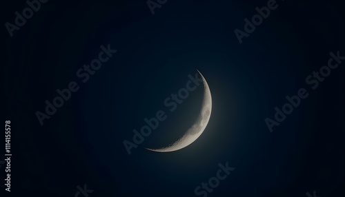 A close up crescent moon in a dark night sky photo