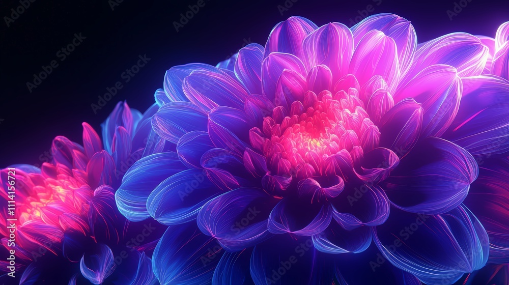 Naklejka premium Kinetic Flowers with Spinning Petals Creating Light Trails