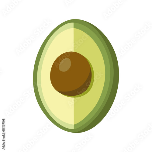 Summer green third of the avocado. Hand drawn cartoon fruit illustration.