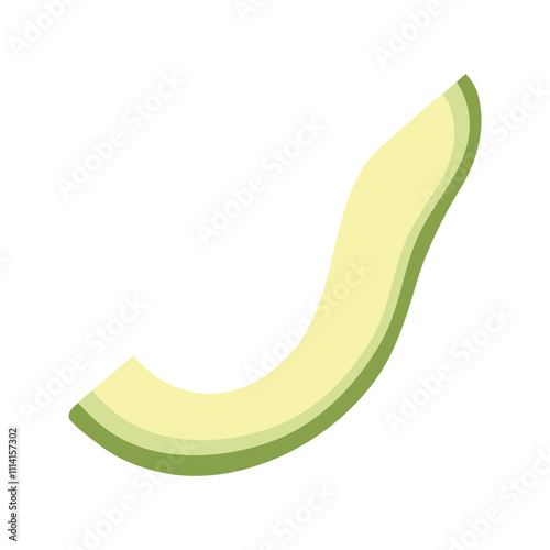 Summer green slice of avocado. Hand drawn cartoon fruit illustration.