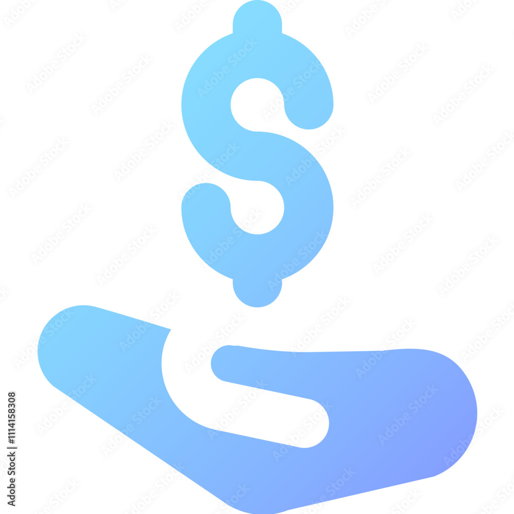 Business icon representing financial transactions and support with a dollar sign Business icon representing financial transactions and support with a dollar sign
