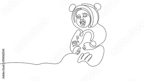 Selfdrawing of Santa with gift one line. 2D animation of drawing a chocolate bar over the fireplace. 4k stock video with alpha channel for whiteboard, chalkboard, presentation. High quality 4k footage