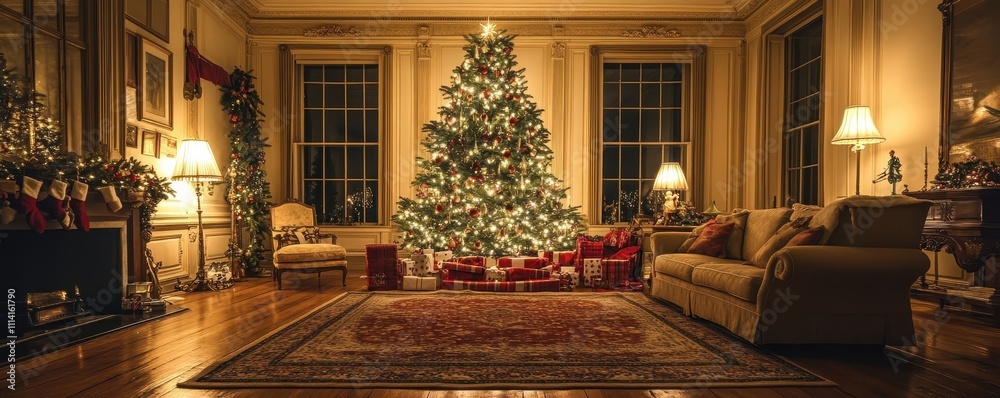 living room with christmas tree background living room with christmas tree background