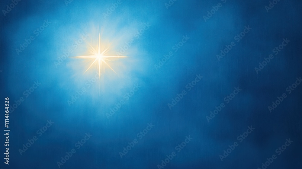 Star of Bethlehem Guiding Light in Night Sky with Radiant Glow Over Dark Blue Background Depicting Christmas Hope and Celestial Navigation Symbolizing Faith and New Beginnings in Festive Season Star of Bethlehem Guiding Light in Night Sky with Radiant Glow Over Dark Blue Background Depicting Christmas Hope and Celestial Navigation Symbolizing Faith and New Beginnings in Festive Season