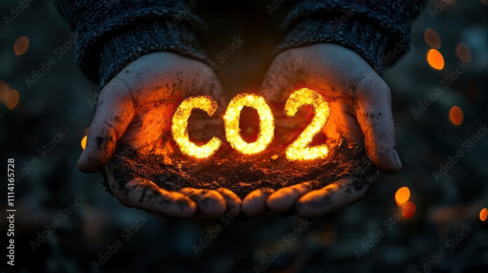 Naklejka premium Concepts for reducing CO2 emissions, global warming and climate change. Energy saving, sustainable development, Earth Day.