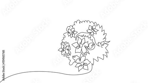 Selfdrawing of Santa with gift one line. 2D animation of drawing a chocolate bar over the fireplace. 4k stock video with alpha channel for whiteboard, chalkboard, presentation. High quality 4k footage