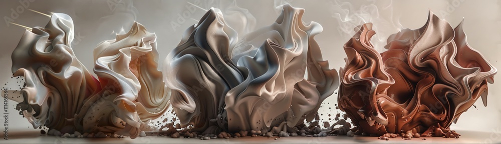 Design a collection of 3D clay renders that depict abstract representations of everyday objects Design a collection of 3D clay renders that depict abstract representations of everyday objects