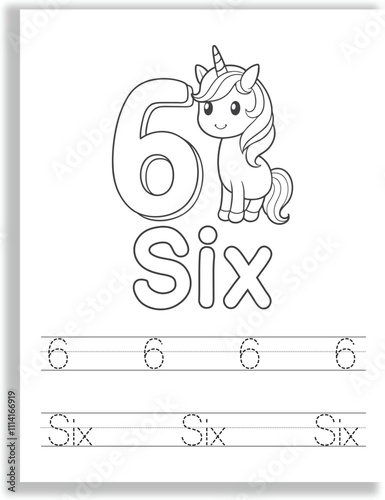 Unicorn Number Tracing Worksheet