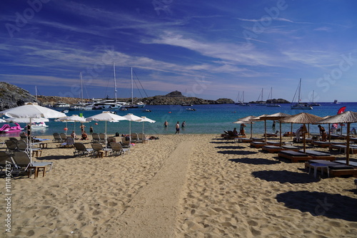 Fototapeta Naklejka Na Ścianę i Meble -  beach and bay of Lindois and the acropolis