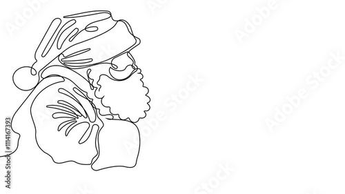 Selfdrawing of Santa with gift one line. 2D animation of drawing a chocolate bar over the fireplace. 4k stock video with alpha channel for whiteboard, chalkboard, presentation. High quality 4k footage