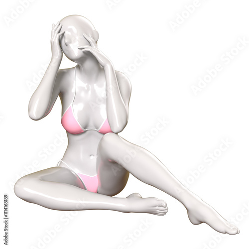 3d human figure Mannequin with a bikini cloth 3D Render isolated illustration	
