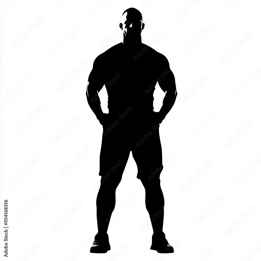 Silhouette of a determined former athlete, isolated on white, ideal for sports-themed graphics. Silhouette of a determined former athlete, isolated on white, ideal for sports-themed graphics.