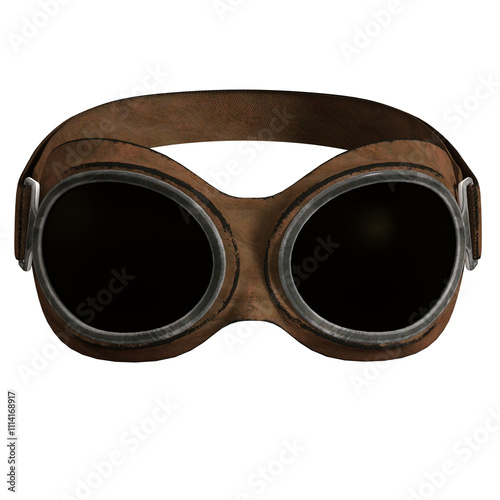 Glasses pilot vintage 3D render isolated illustration