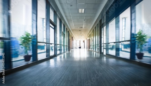 blurred corridor in modern office