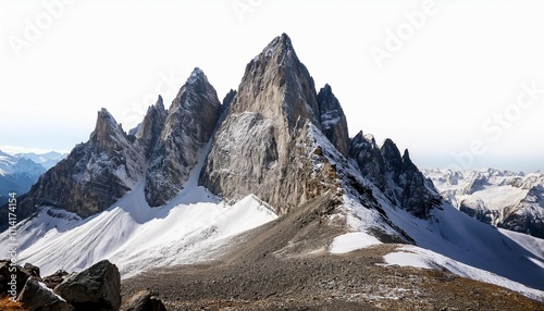 stunningly tall mountains sharply cut out against a pristine white background emphasizing their majestic peaks and rugged terrain perfect for showcasing nature s grandeur photo