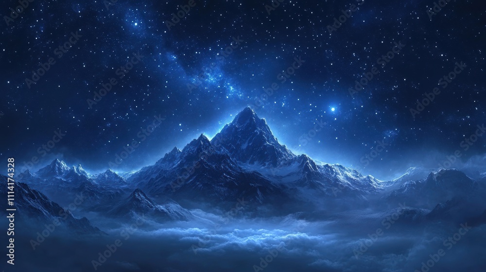 Beautiful milky way and mountain peak. Dark blue starry sky. Beautiful milky way and mountain peak. Dark blue starry sky.