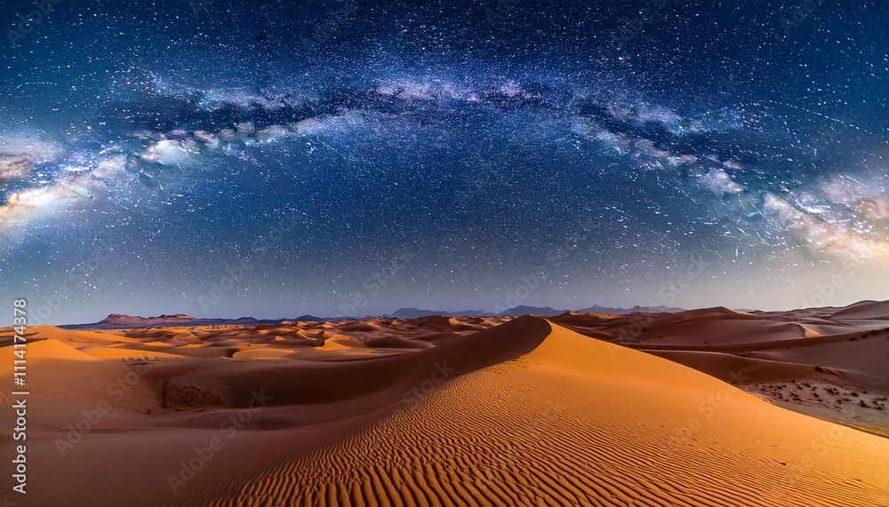 starry night over the sahara desert with twinkling constellations ...
