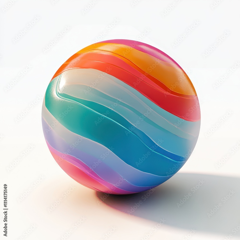 Colorful animated sphere design featuring layered shadows, displayed from the front on a crisp white background. Colorful animated sphere design featuring layered shadows, displayed from the front on a crisp white background.