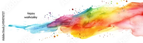A vibrant watercolor splash featuring a spectrum of colors, creating a dynamic and artistic design element.