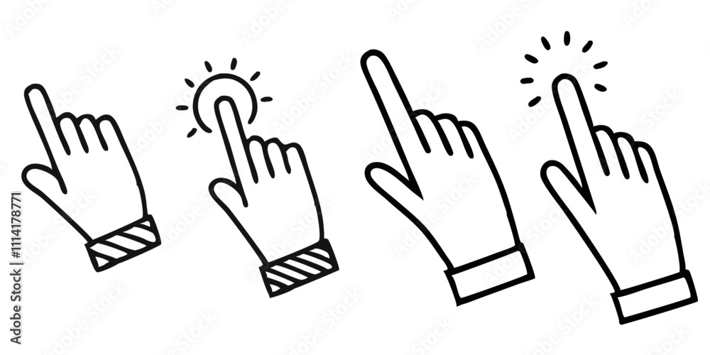 Obraz premium Mouse Cursor hand Icon Set