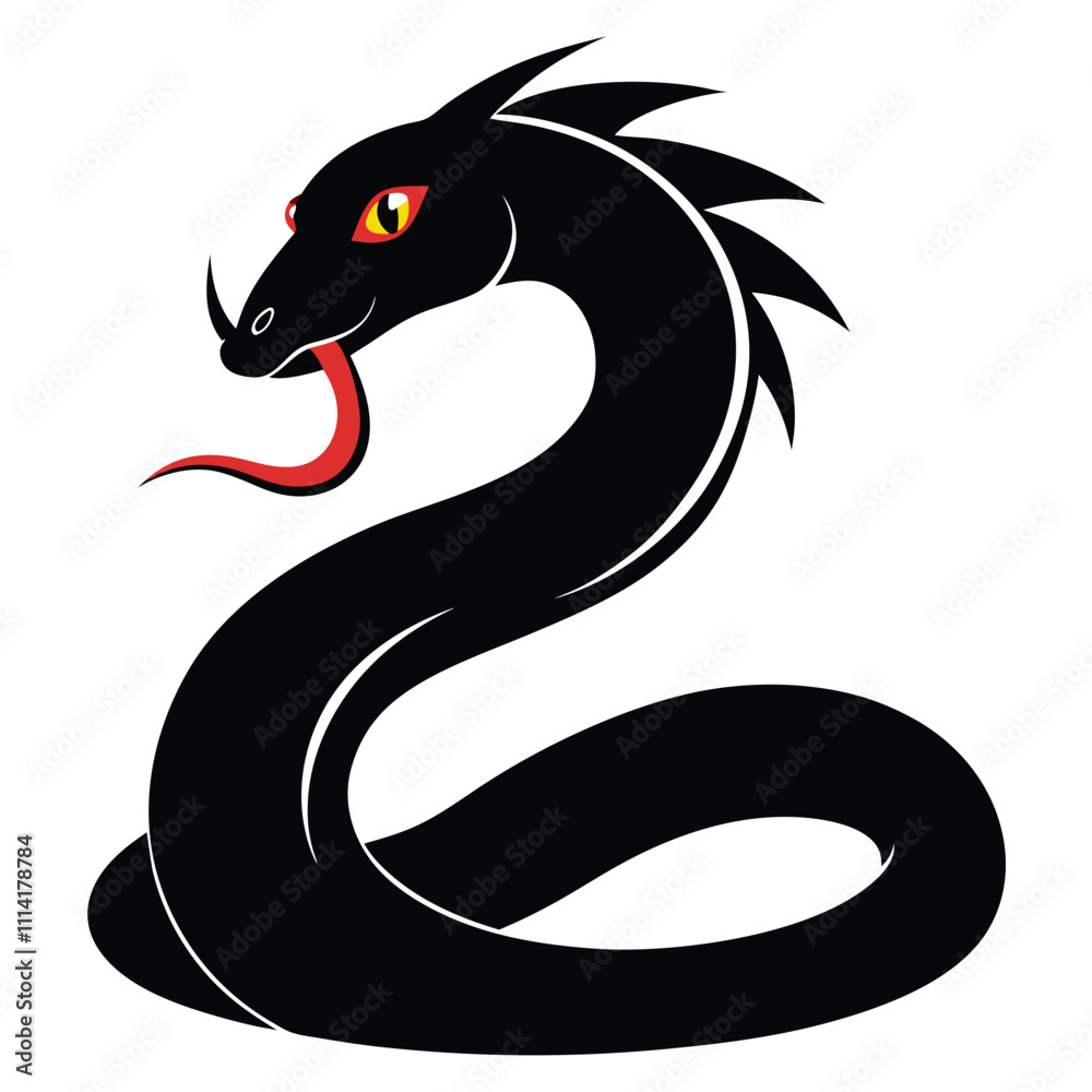 Obraz premium Black Snake Logo Design with Vector Illustration Elements