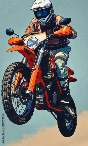 Exciting Motocross Rider in Mid-Air Jump: A Thrilling Display of Skill and Adrenaline
