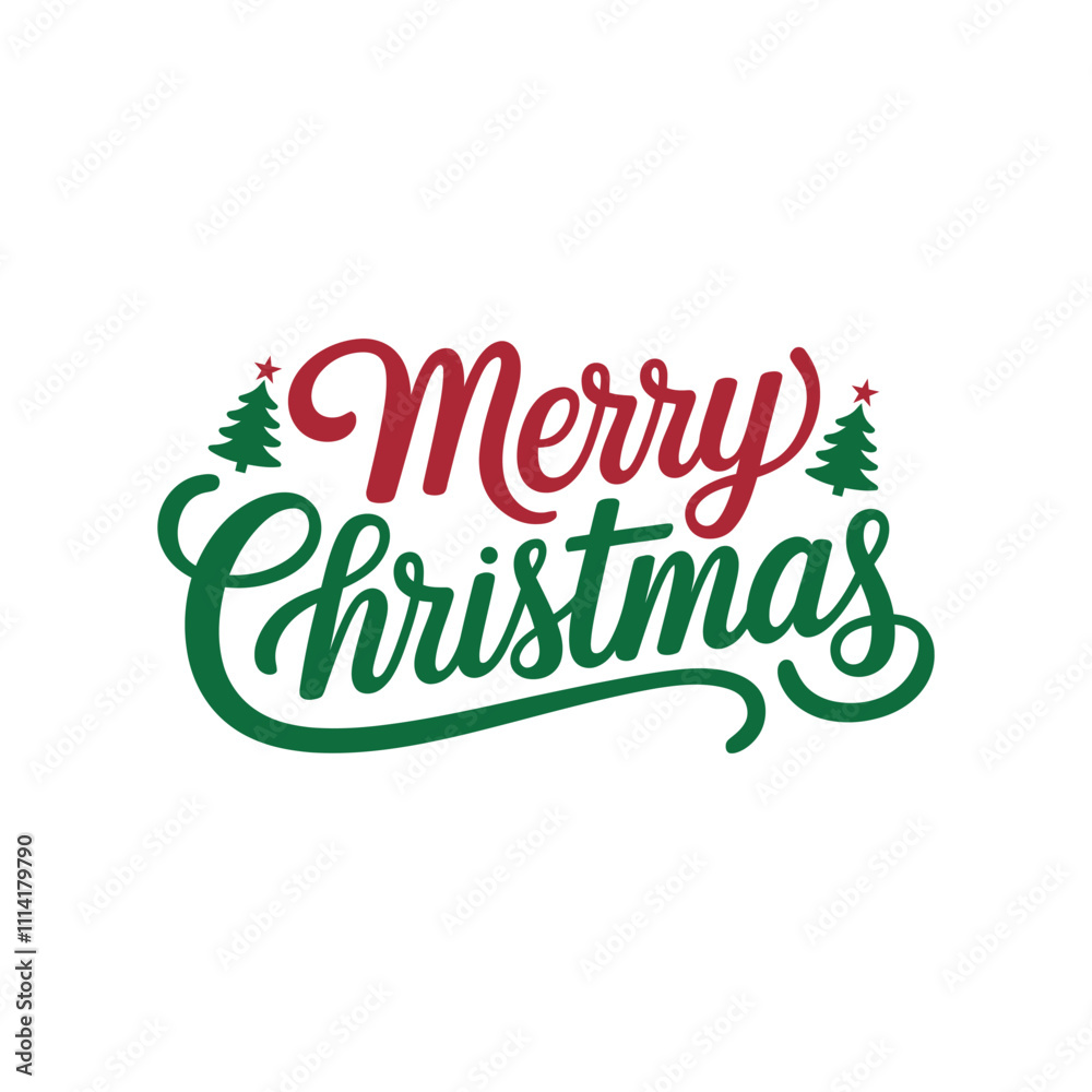 Fototapeta premium Merry Christmas lettering typography winter holiday design and color gift, snowflakes, snow, Vector illustration.