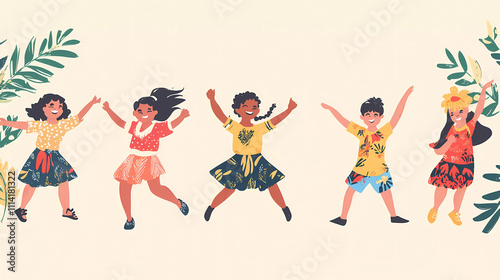 Illustration. Children dancing