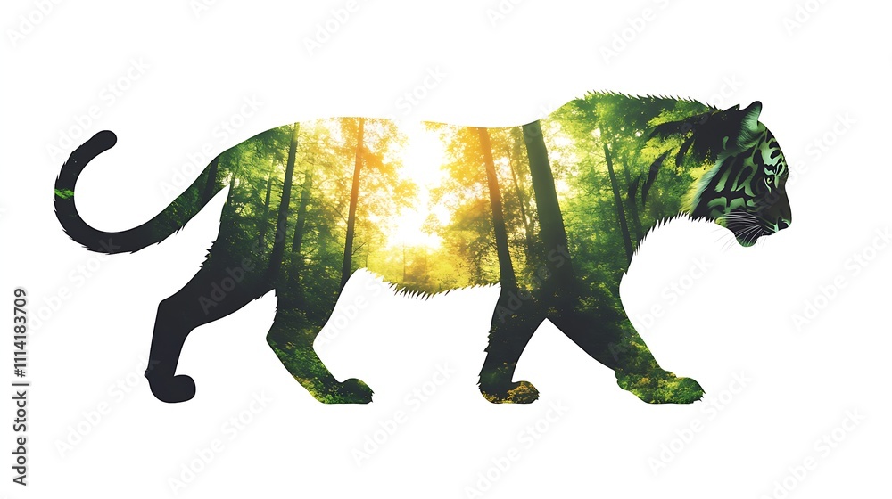 Obraz premium Tiger Filled with Lush Green Forest