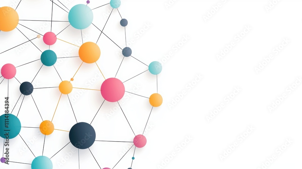 Social Network Network of interconnected profile icons, data streams flowing between users, representing social media connections and online communication.