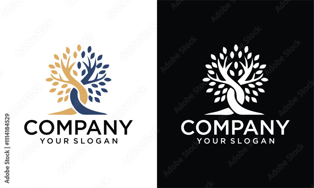 Obraz premium Creative Tree of life logo design vector template