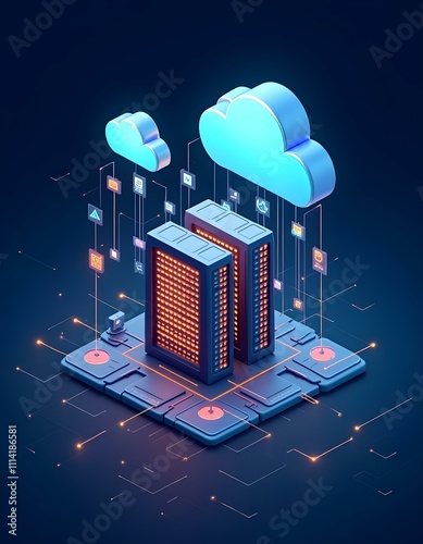 An illustration of modern cloud hosting services