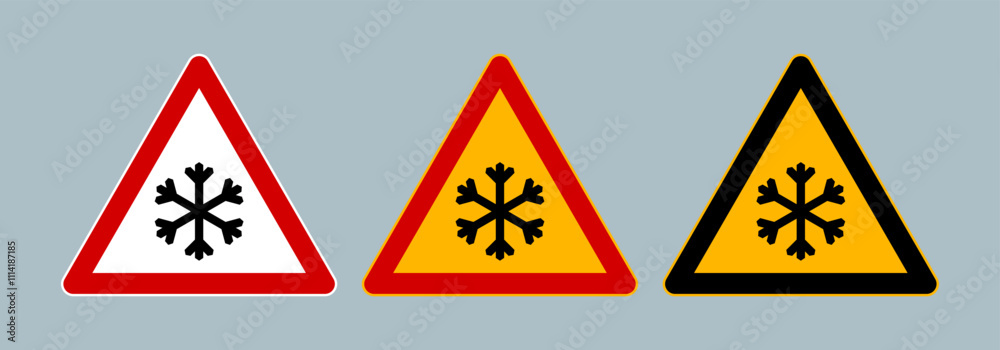 Snow Warning Triangular Sign Set Snow Warning Triangular Sign Set
