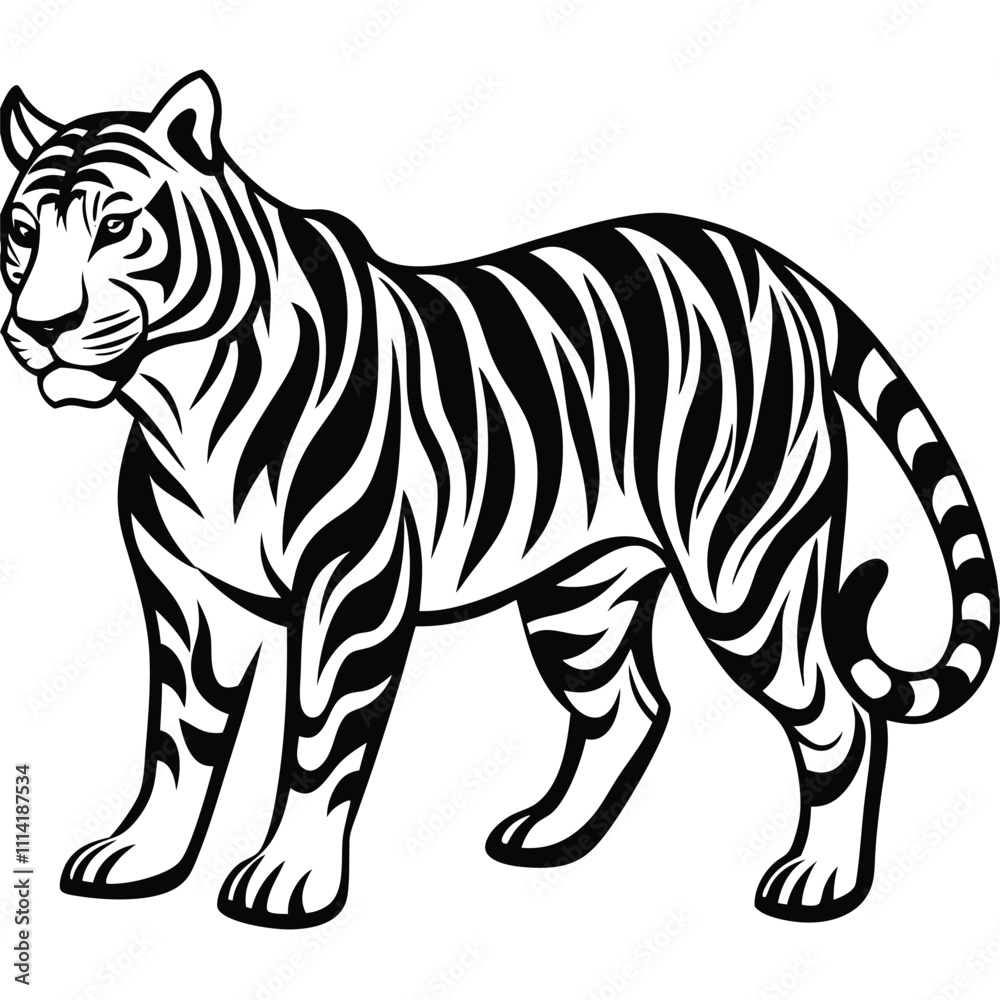 Obraz premium Vector Illustration of Tiger Walking Silhouette Design