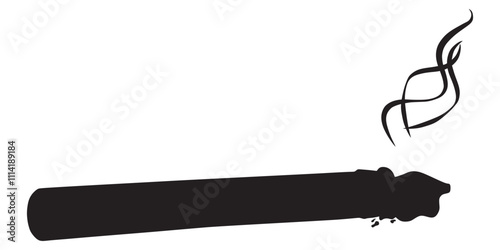 Cigarette And Smoke Silhouette Icon. Smoking. Vector. Cigar Smoke Icon Sign. Isolated On Transparent Background.
