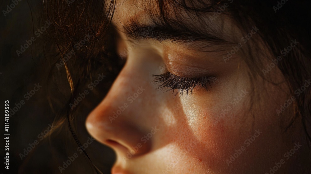 Constant Rumination Concept. Face close-up Constant Rumination Concept. Face close-up