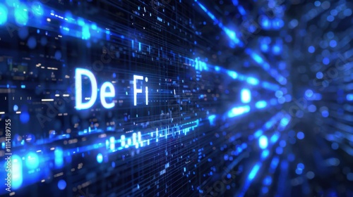 Cyberspace Background With De Fi Inscription