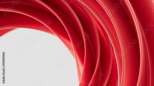 Abstract 3D background with red wavy lines in a minimalist style, smooth texture, modern design for banners, presentations, backgrounds, and advertising. Geometric shapes on a light background.